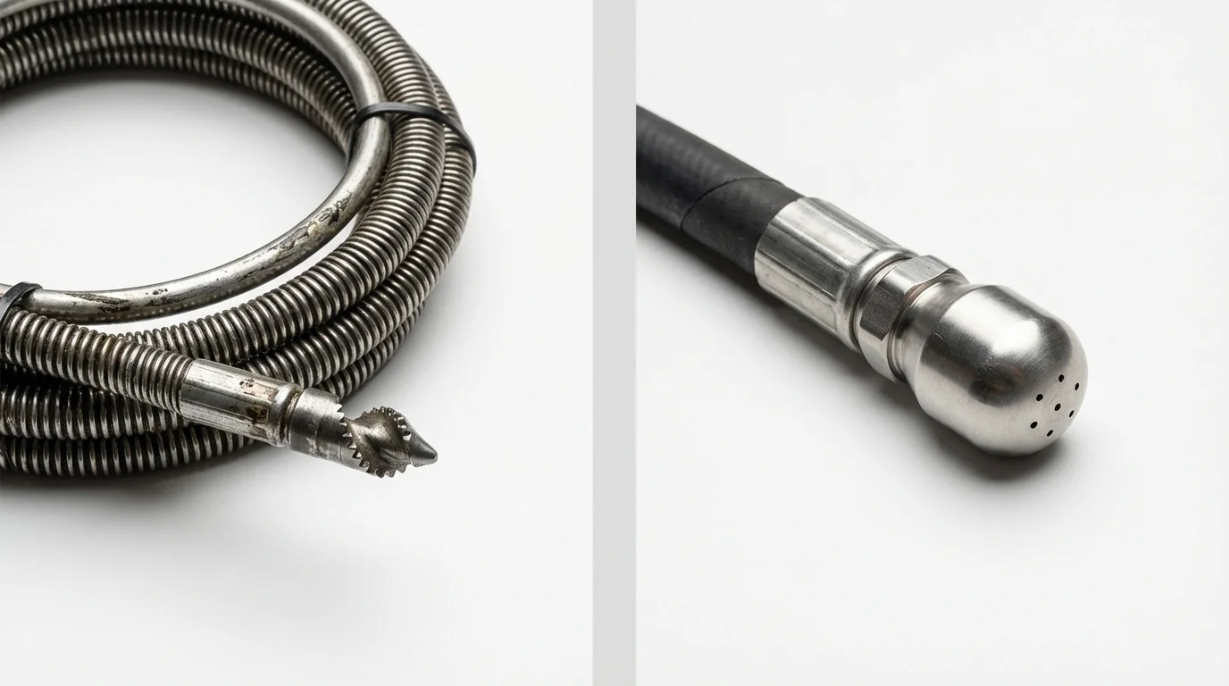 Drain snake cable and hydro jetting nozzle used for drain cleaning in Sanford, FL
